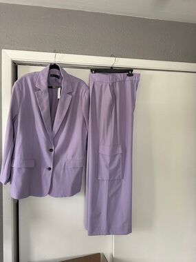 New York & Company Lavender Two-Piece Blazer and Pants Set